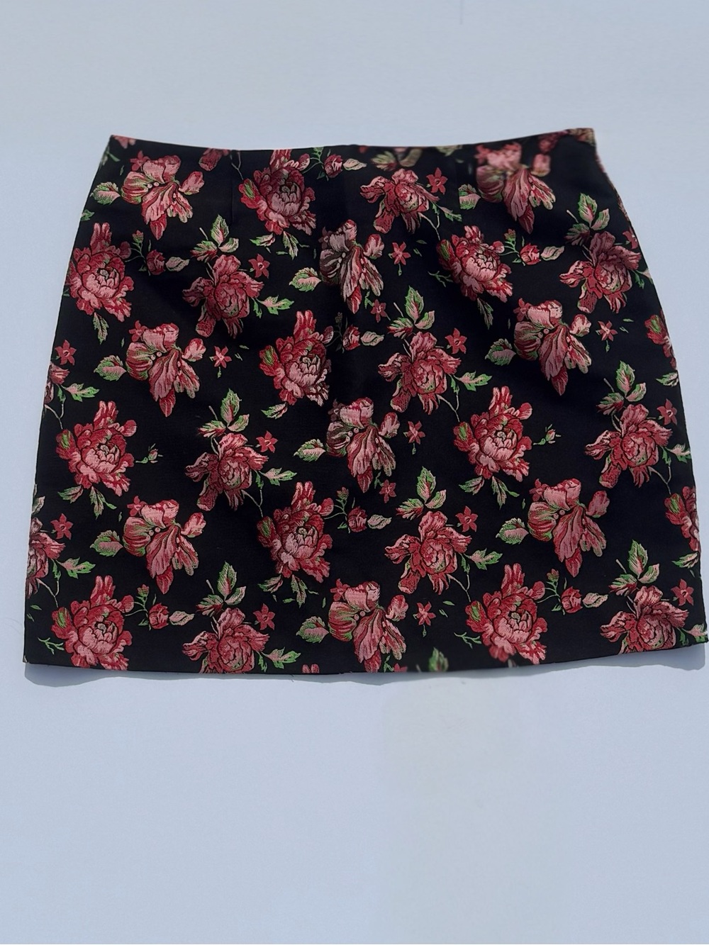 MINKPINK Black Mini Skirt with Pink Floral Print